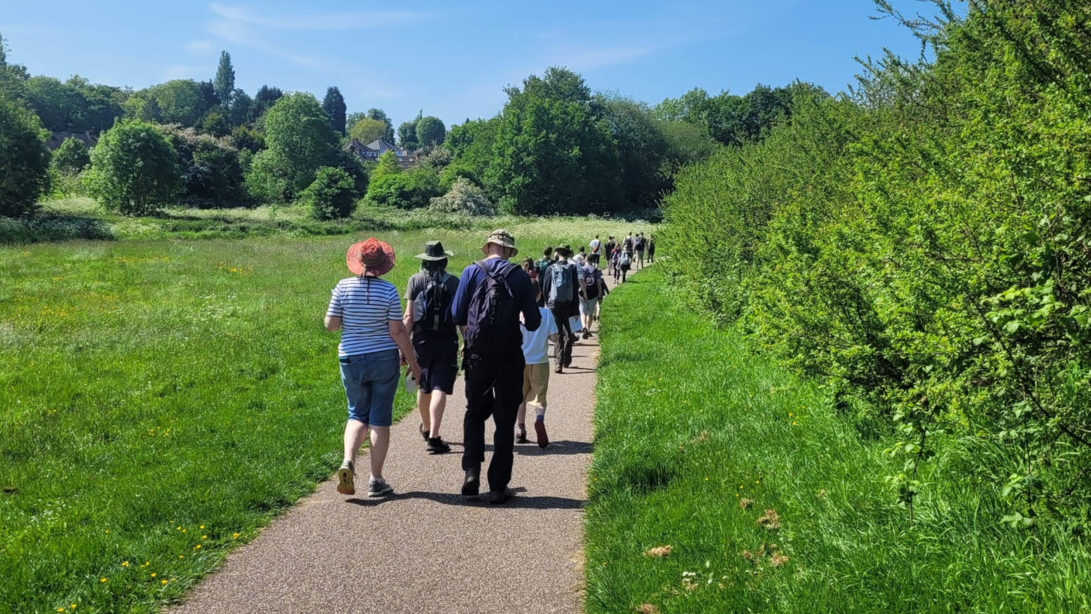 Our walk with us group making their way through Manor Farm Park.